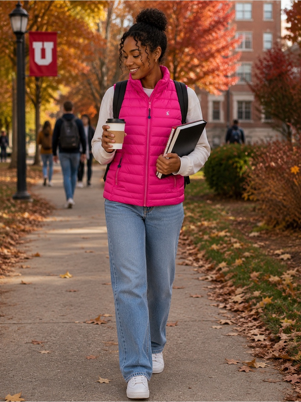 Joules Bright Pink Packable Puffer Vest